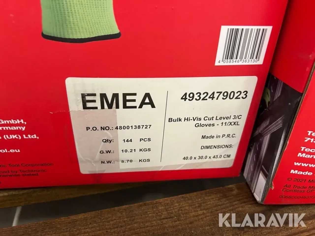 Billede 3 - Skærehandsker Millwaukee Hi-vis cut level 3/c 144 par