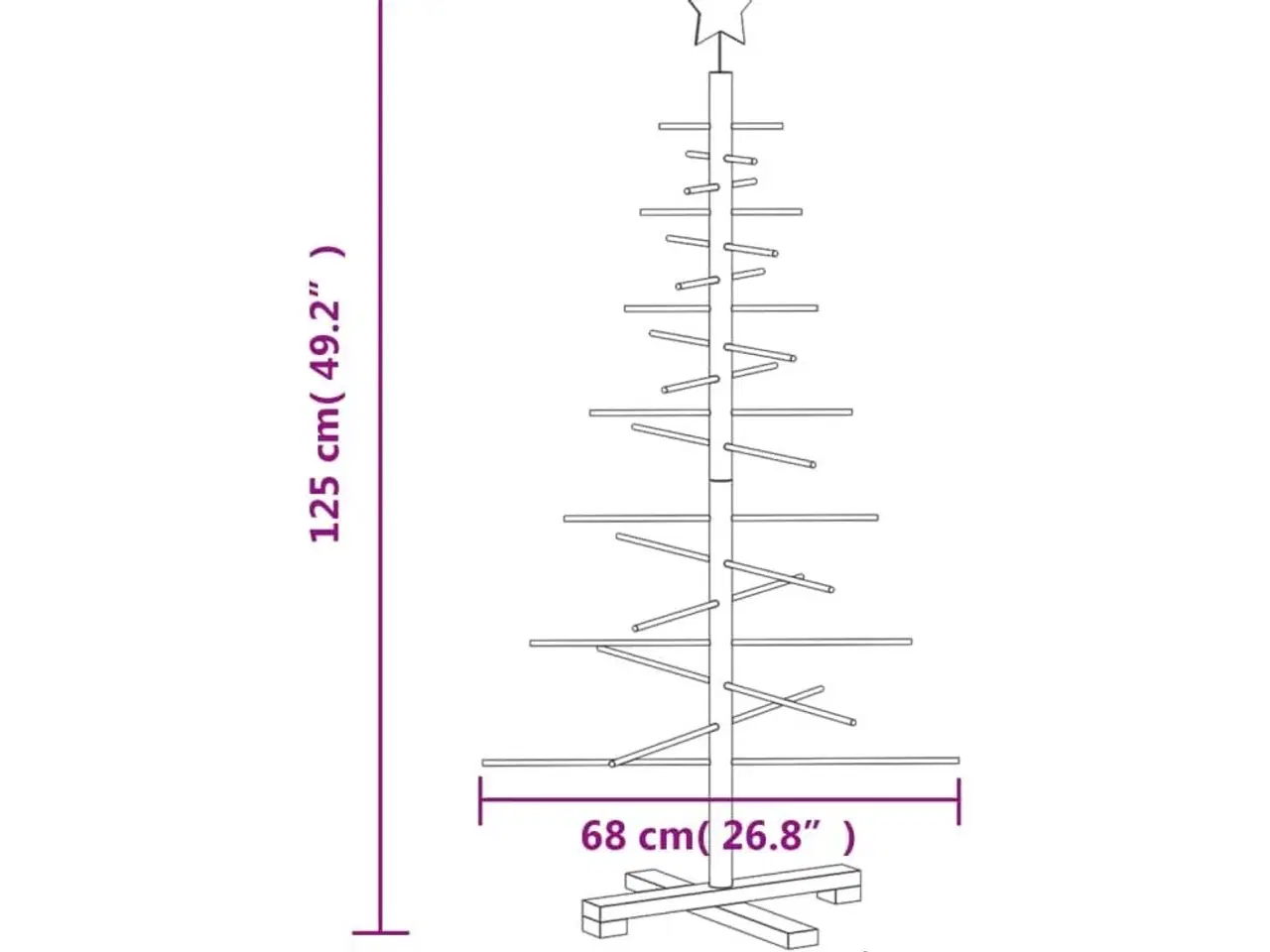 Billede 7 - Dekorativt juletræ 125 cm massivt fyrretræ