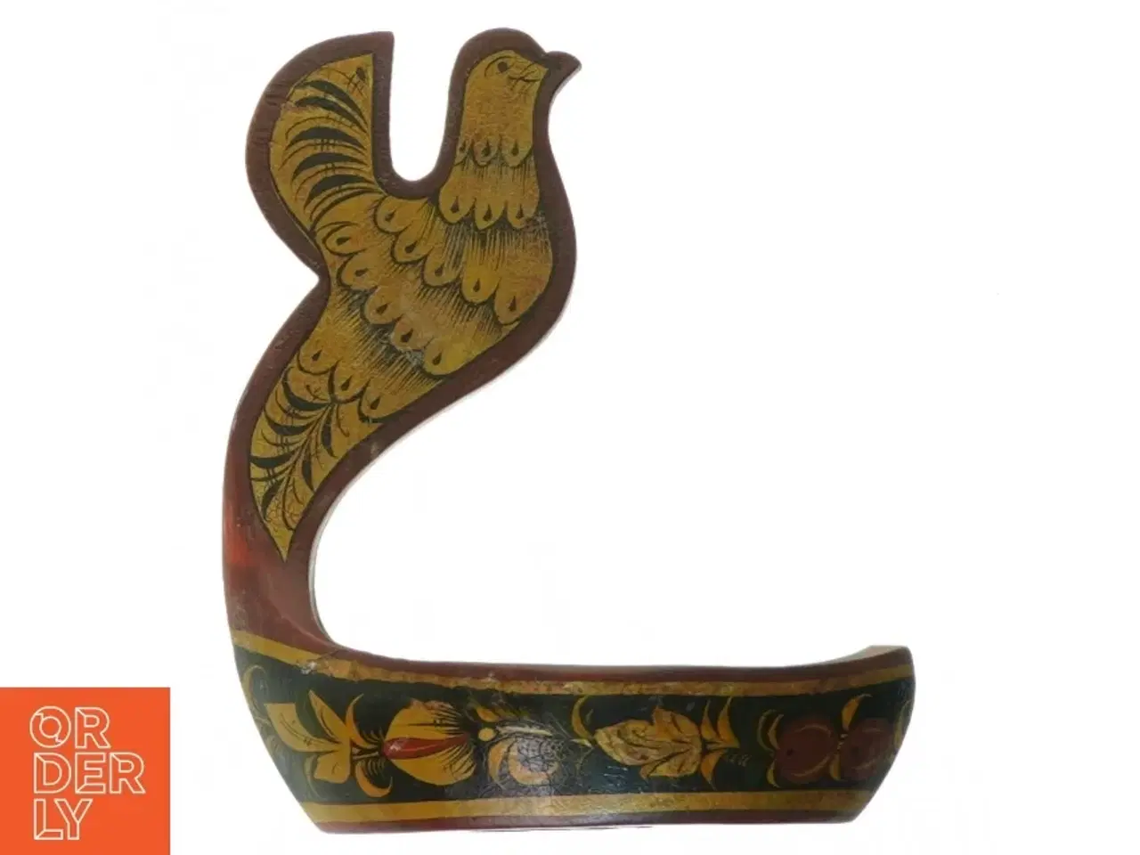 Billede 2 - Vintage Håndlavet Russisk Khokhloma Træ Skål med Fugl Fønix (str. 14 x 18 x 8 cm)