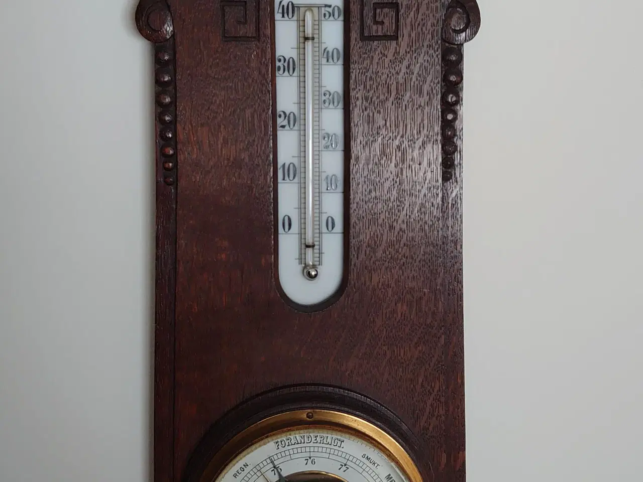 Billede 1 - Gammelt barometer/termometer fuldt funktionelt.