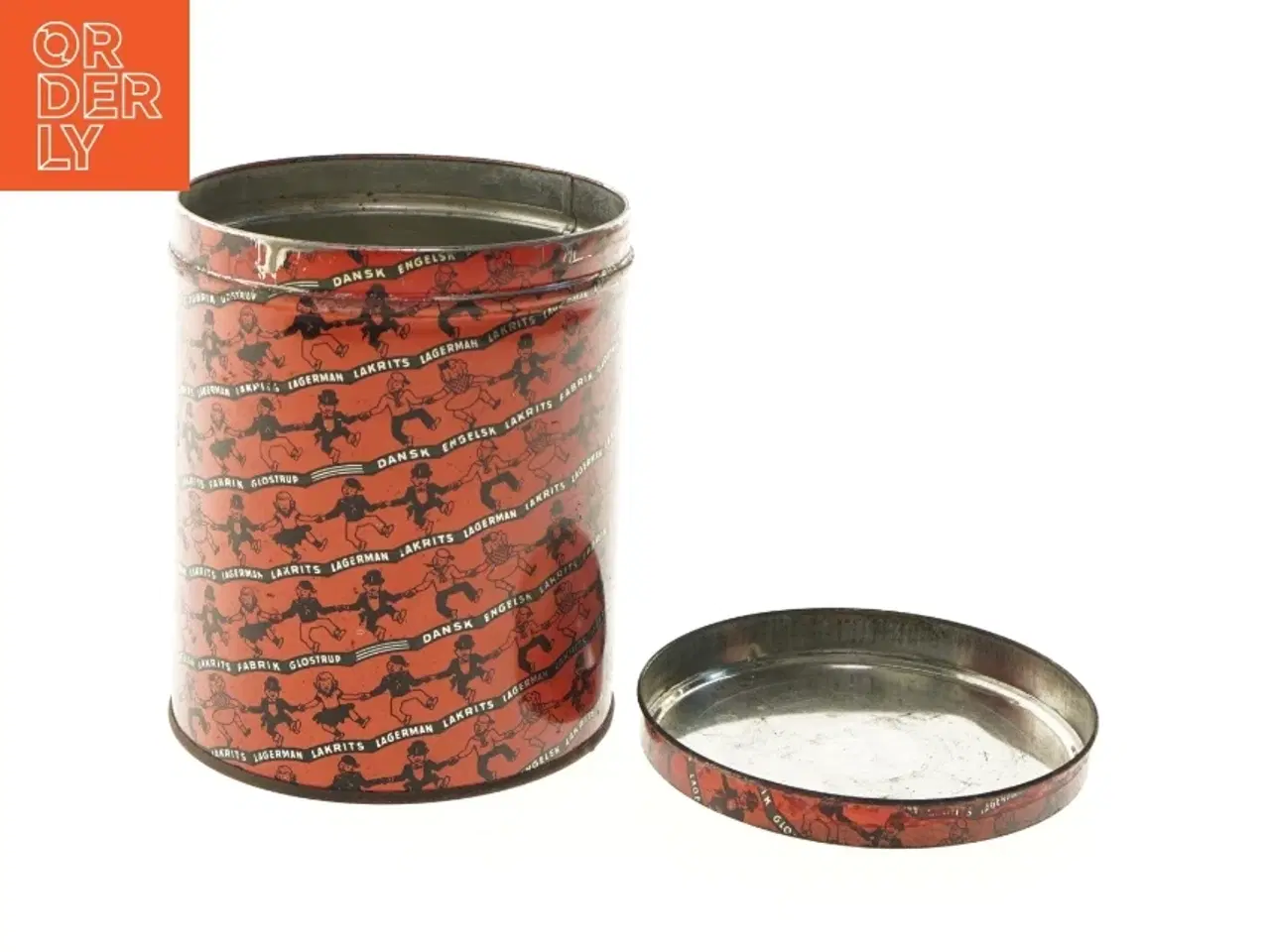 Billede 3 - Vintage metalbeholder lagermann (str. Ø 16 cm længde 19,5 cm)