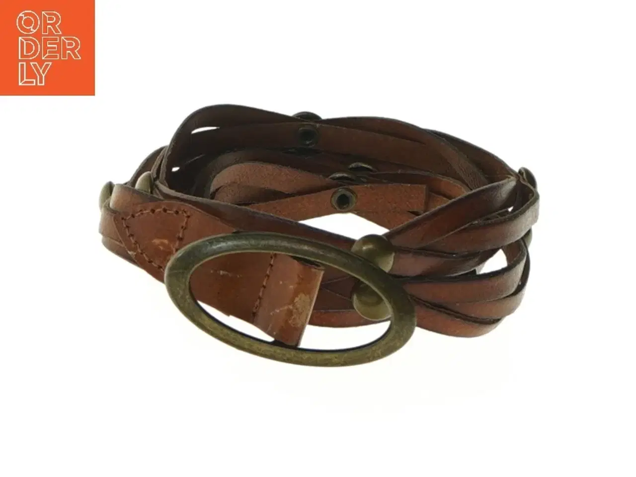 Billede 1 - Brunt læderbælte med metalspænde (str. 100 cm)