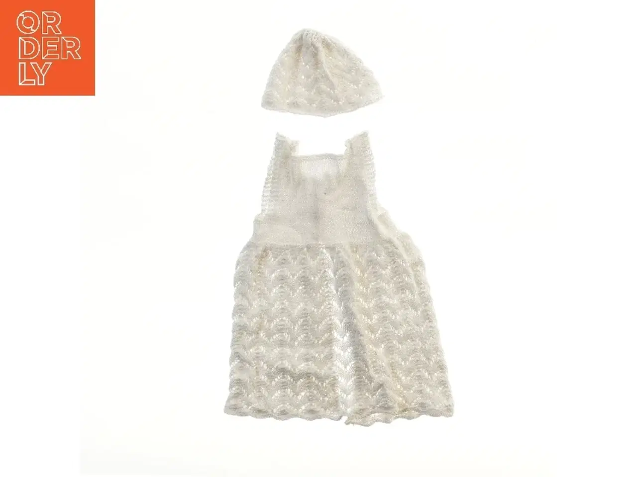 Billede 2 - Strikket kjole med hue til baby (str.  bryst: 17 længde: 40 cm)