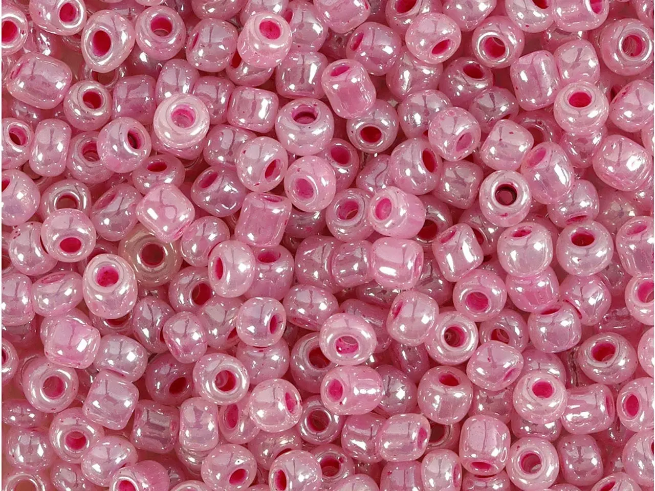 Billede 1 - Rocaiperler, diam. 3 mm, str. 8/0, hulstr. 0,6-1,0 mm, pink, 25g/ 1 pk.