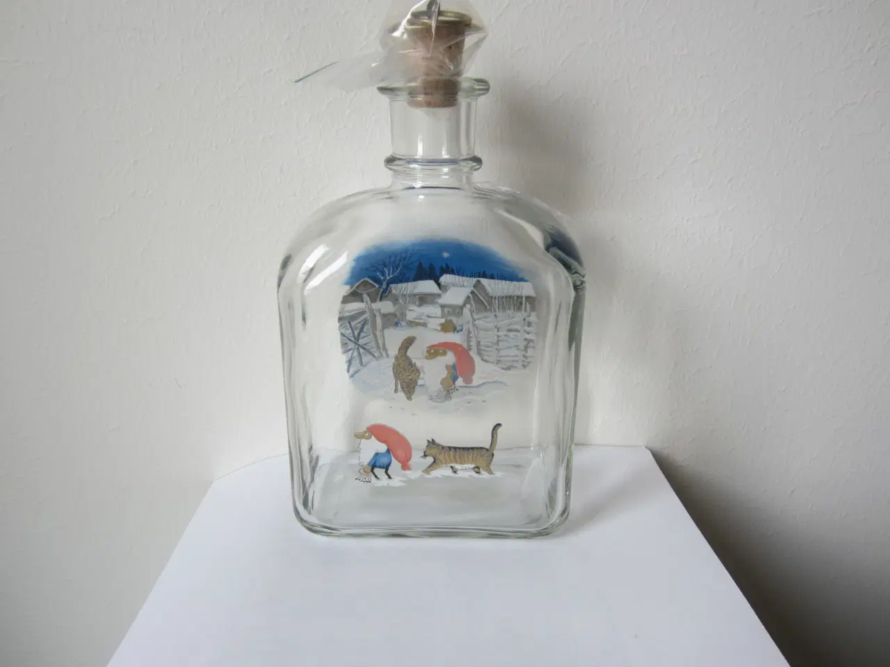 Billede 2 - Holmegaard karaffel Nisse med kat + 2 glas