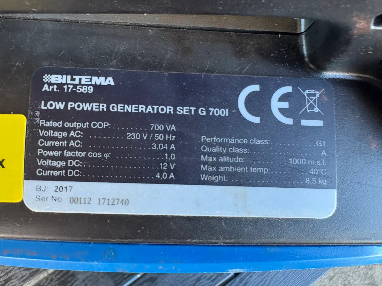 Billede 1 - Gennerator 700 W Biltema