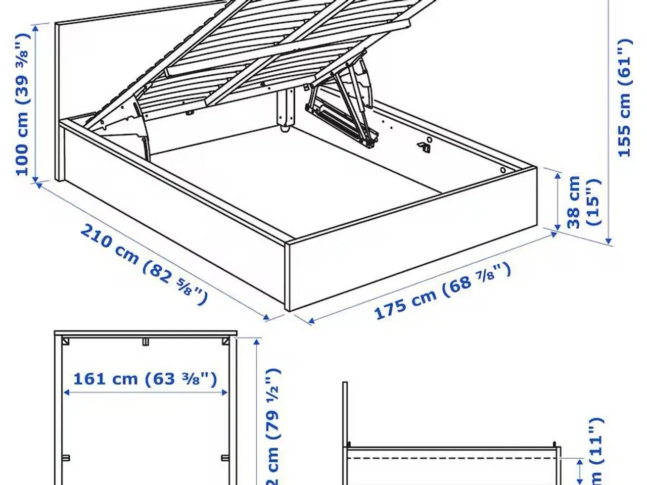 Billede 1 - Bed with storage space + mattress 