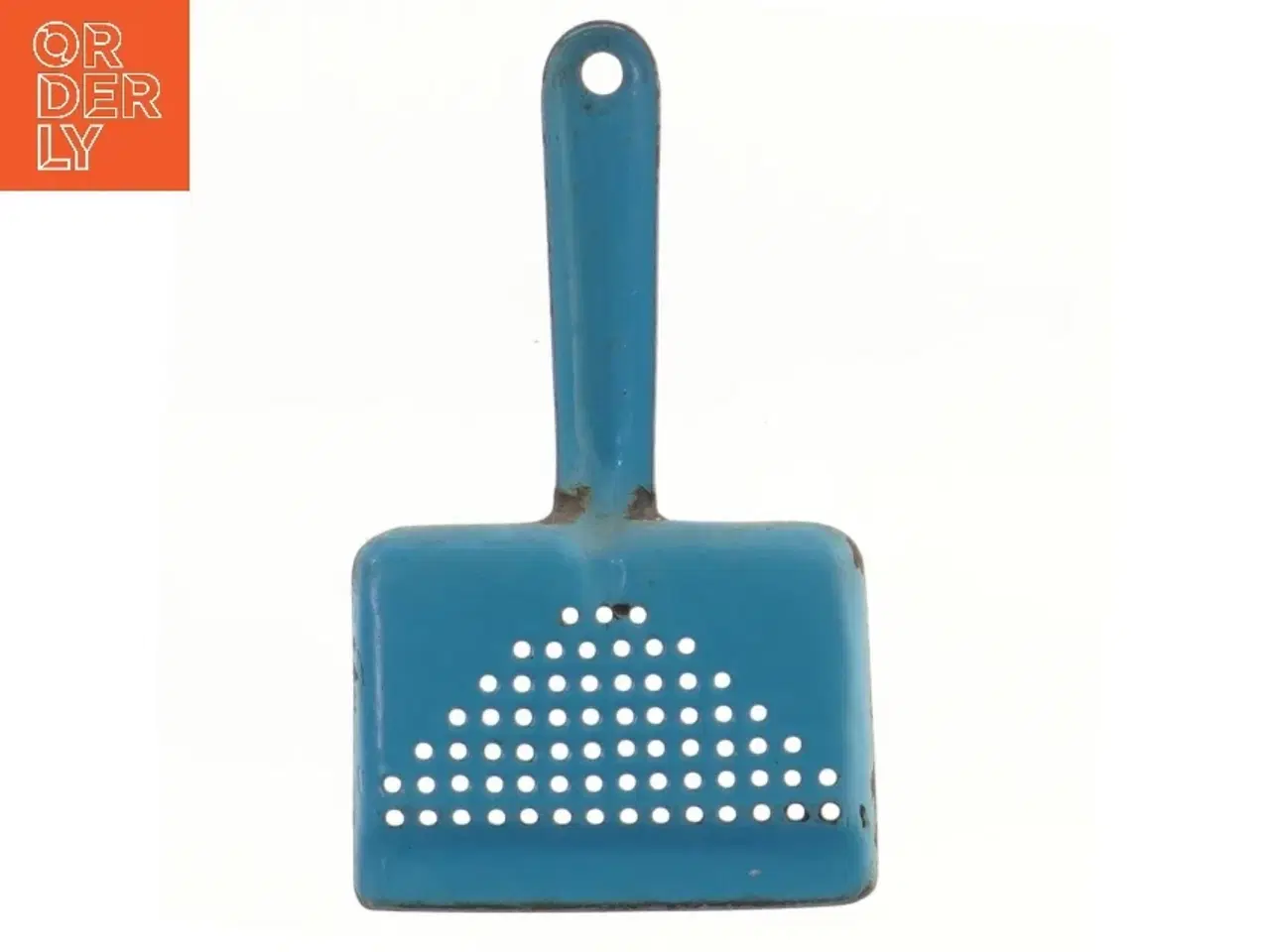 Billede 2 - Blå metalskovl med huller, emalje(str. 11,5x19,5 cm) (str. 11,5x19,5 cm)