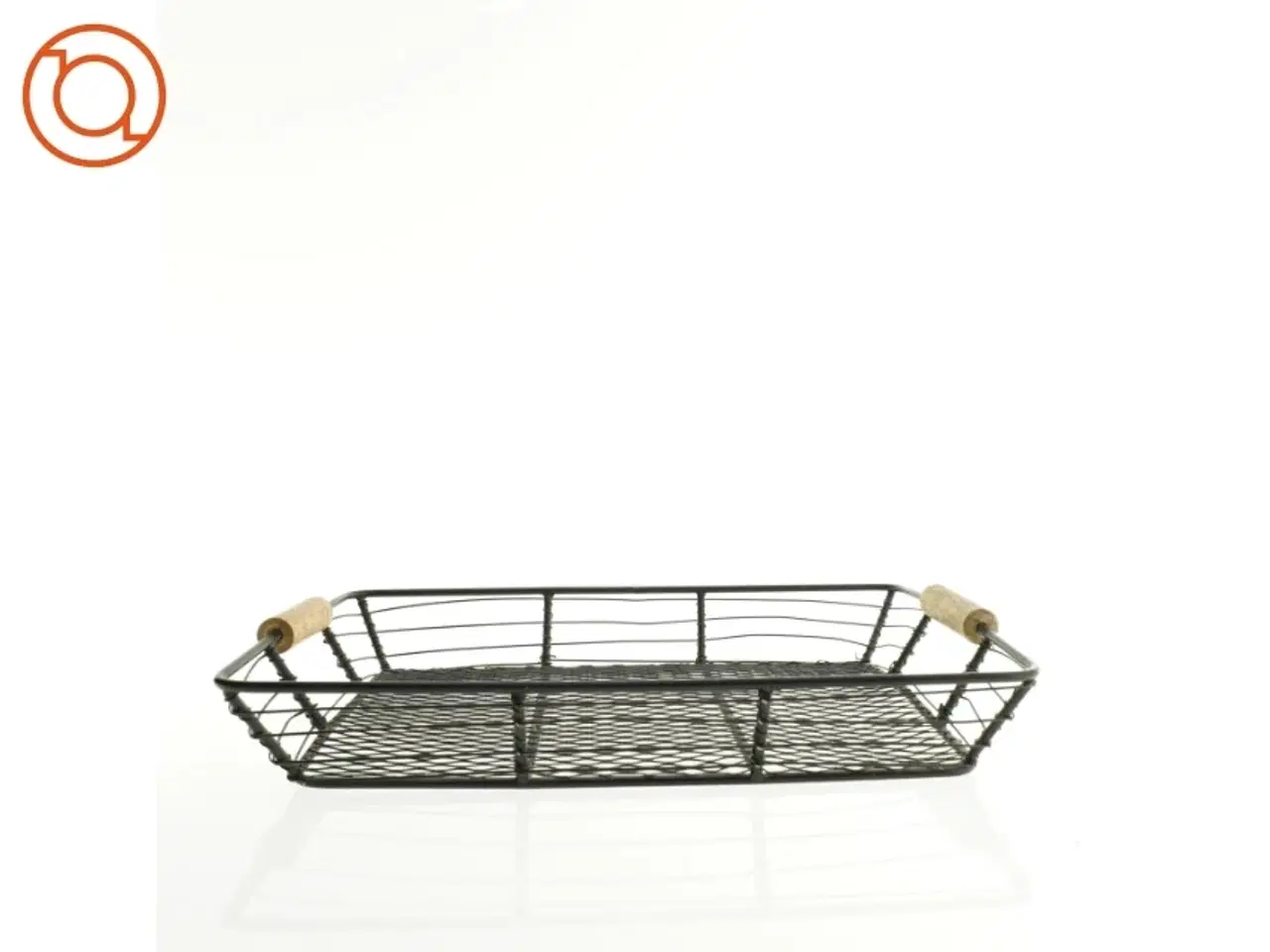 Billede 1 - Fil de Fer Metalbakke med træ håndtag (str. 34 x 24 cm)
