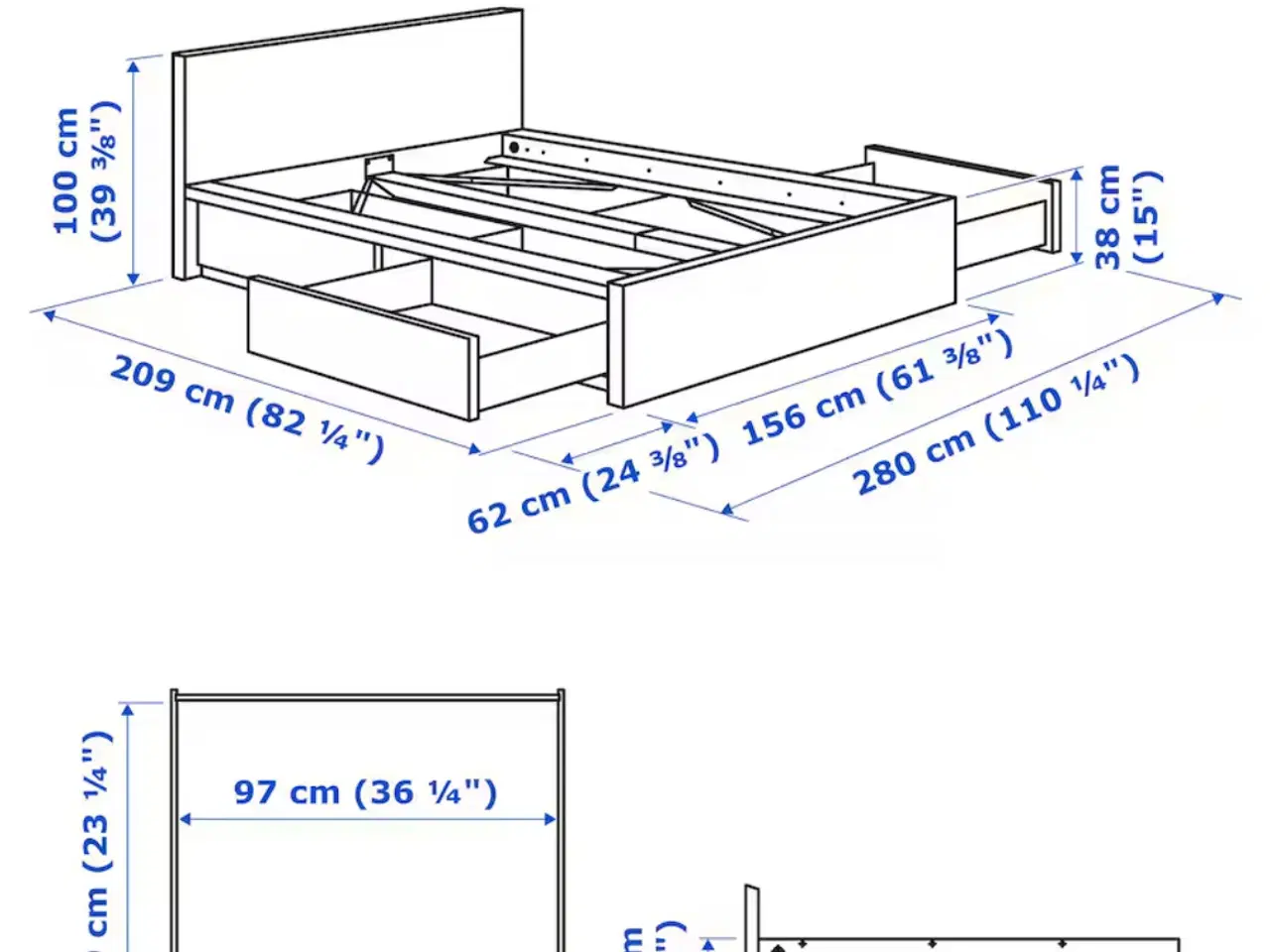 Billede 4 - Malm Ikea seng. Med madras og topmadras