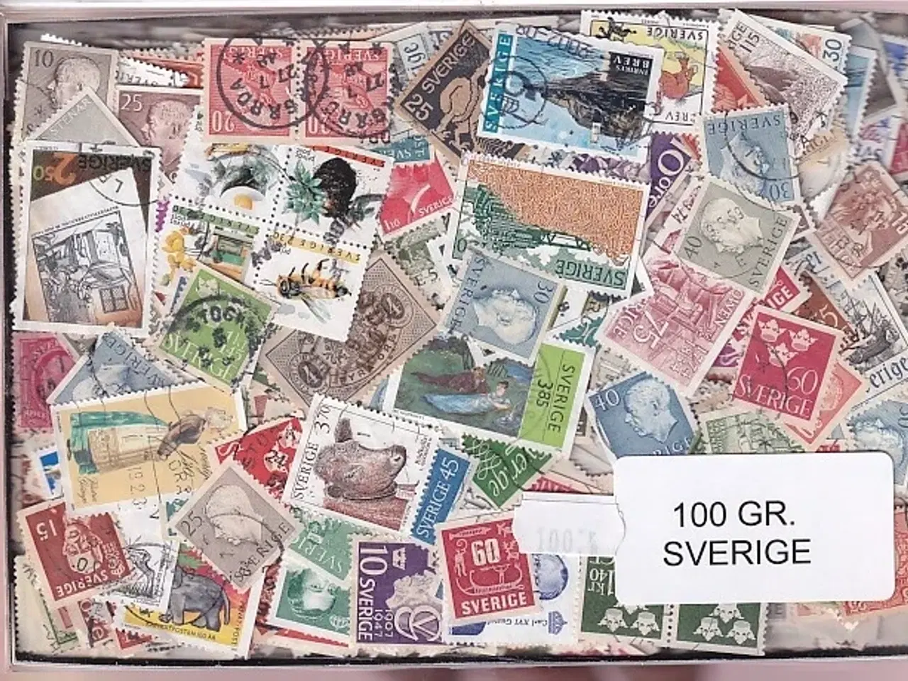 Billede 1 - Sverige Dubletparti 100 gram afvaskede frimærker.