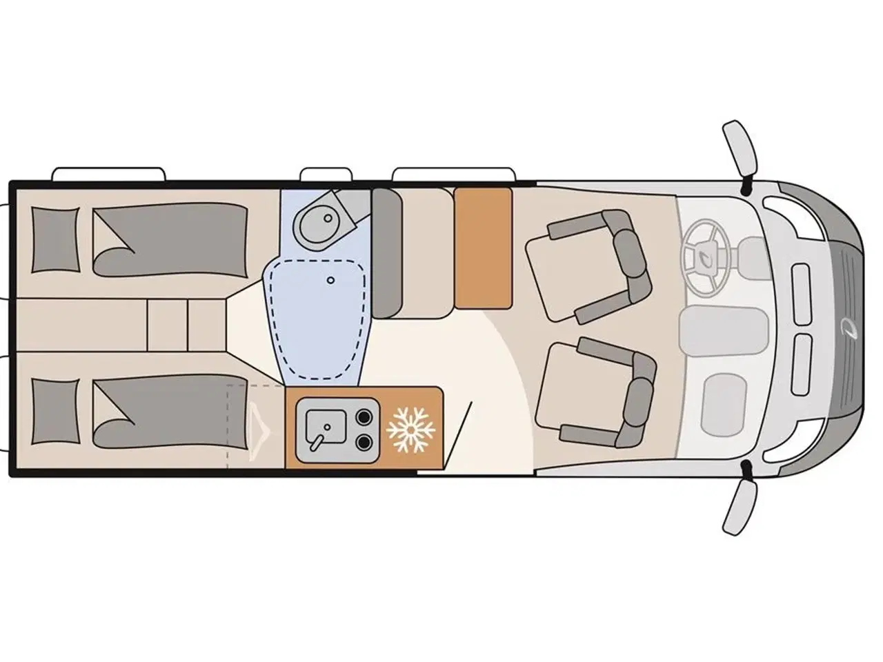 Billede 2 - 2024 - Dethleffs Globetrail CVD 600 ER Advantage   Udlejes: Ny camper van på 6 meter med enkeltsenge og automatgear