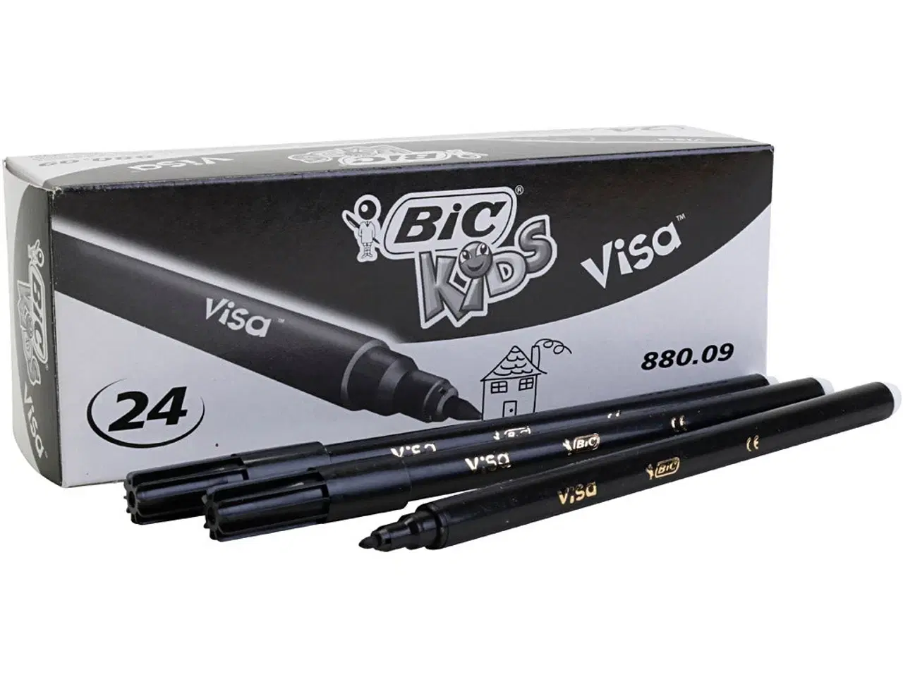 Billede 1 - BIC Visafin Tusch, streg 0,7 mm, sort, 24stk./ 1 pk.