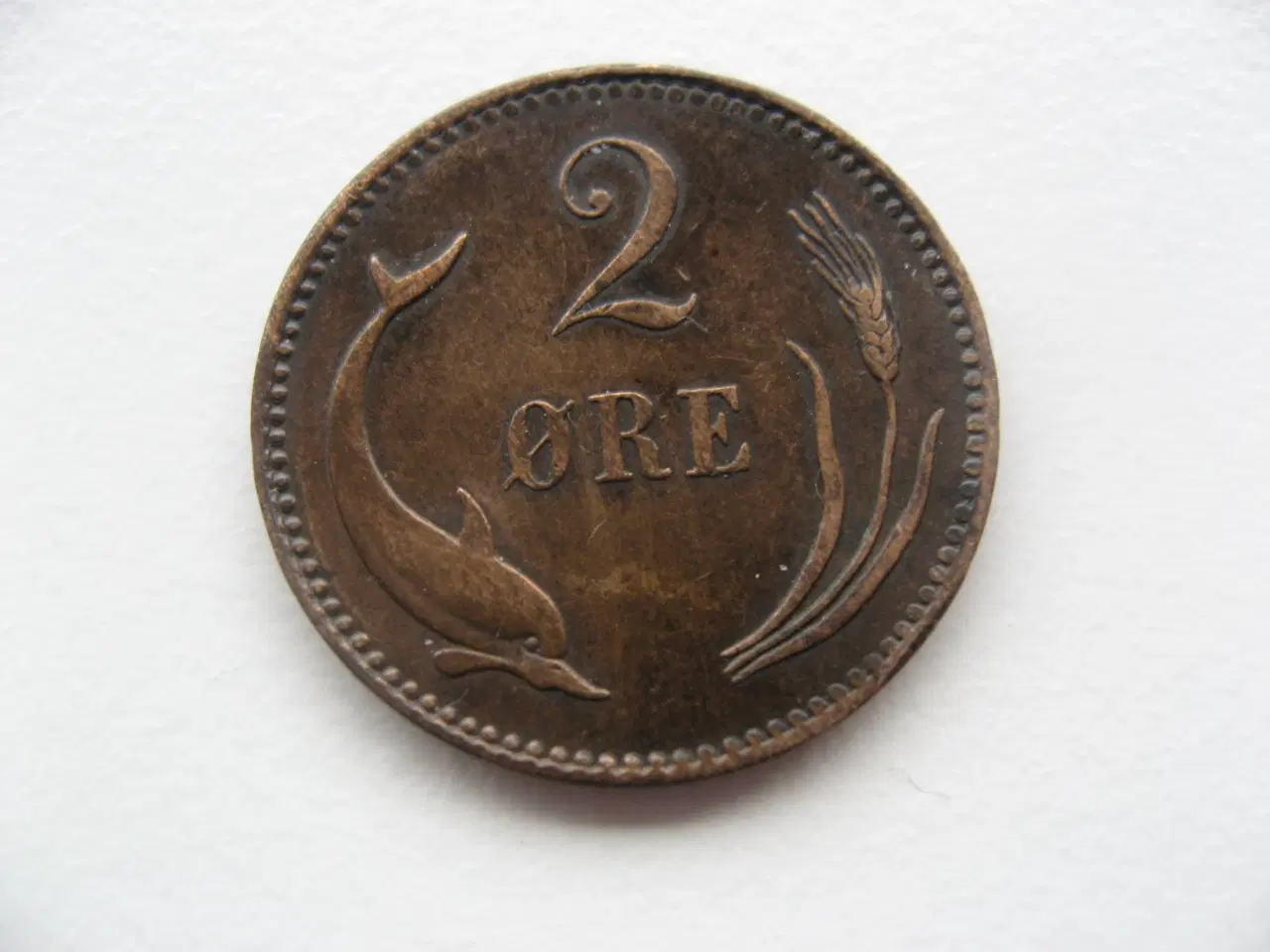 Billede 2 - Flot delfin 2 øre 1887, en af de svære