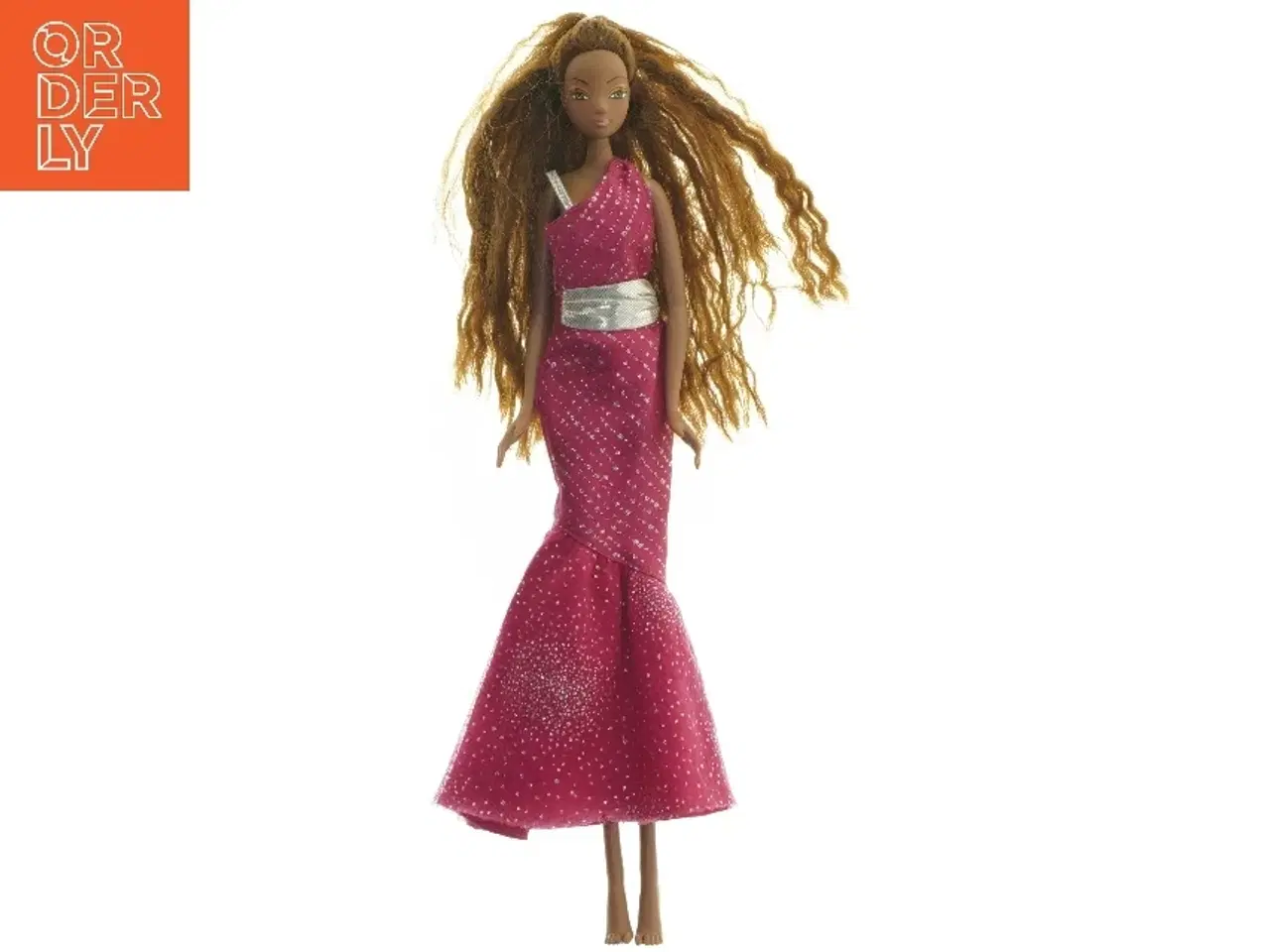 Billede 1 - Modedukke med pink kjole (str. 33,5 cm)