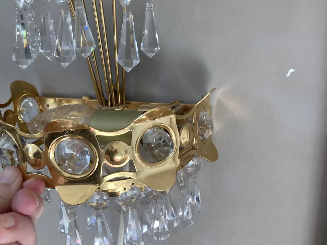 Billede 2 - Vintage væglampe med krystalprismer 