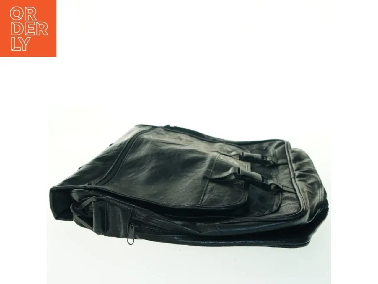 Billede 2 - Sort skuldertaske i læder (str. 44x38 cm)