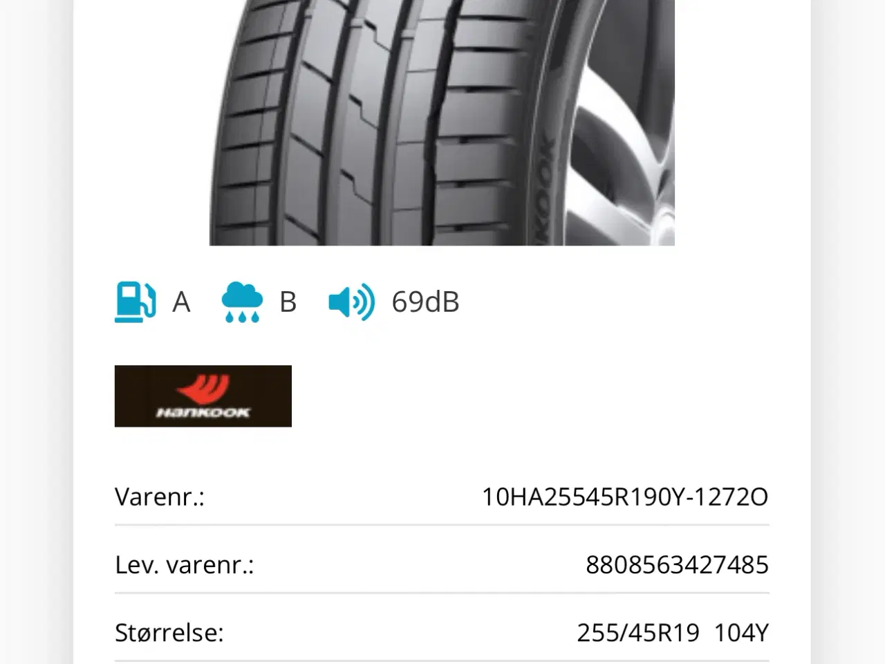 Billede 1 - Sommerdæk 255/45-19 Hankook