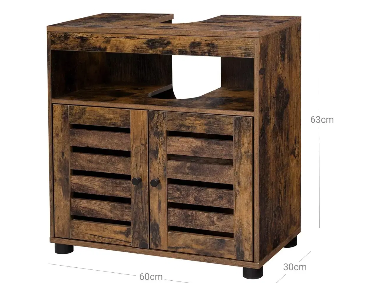 Billede 7 - Underskab til vask badeværelsesskab 60 × 30 × 63 cm, rustik brun med lameldøre