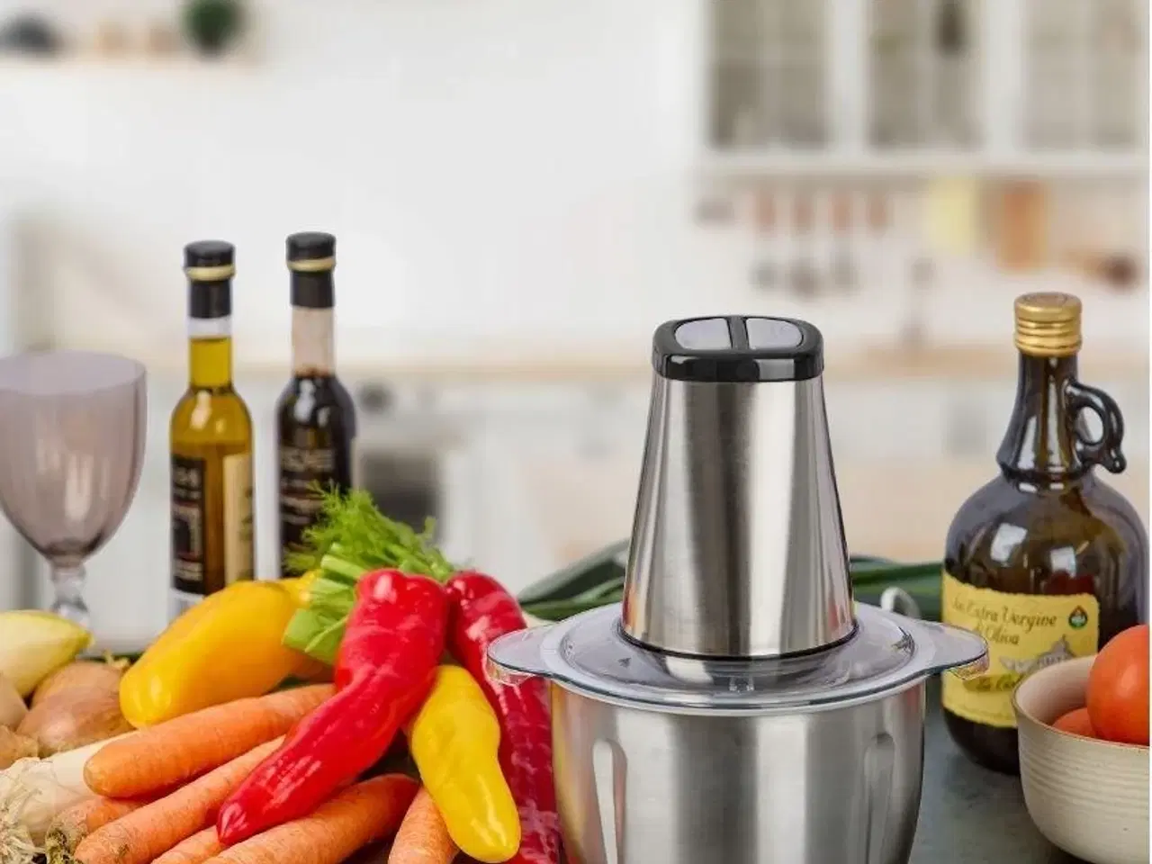 Billede 9 - Foodprocessor/mini-hakker HEINRICH'S – 2 l skål, 500 W, isknusning