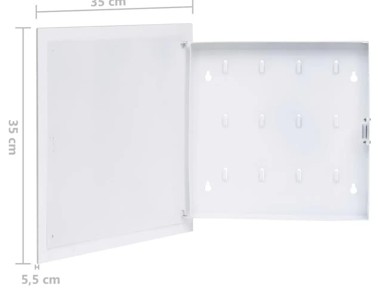 Billede 7 - Nøgleskab med magnetisk tavle 35x35x5,5 cm hvid