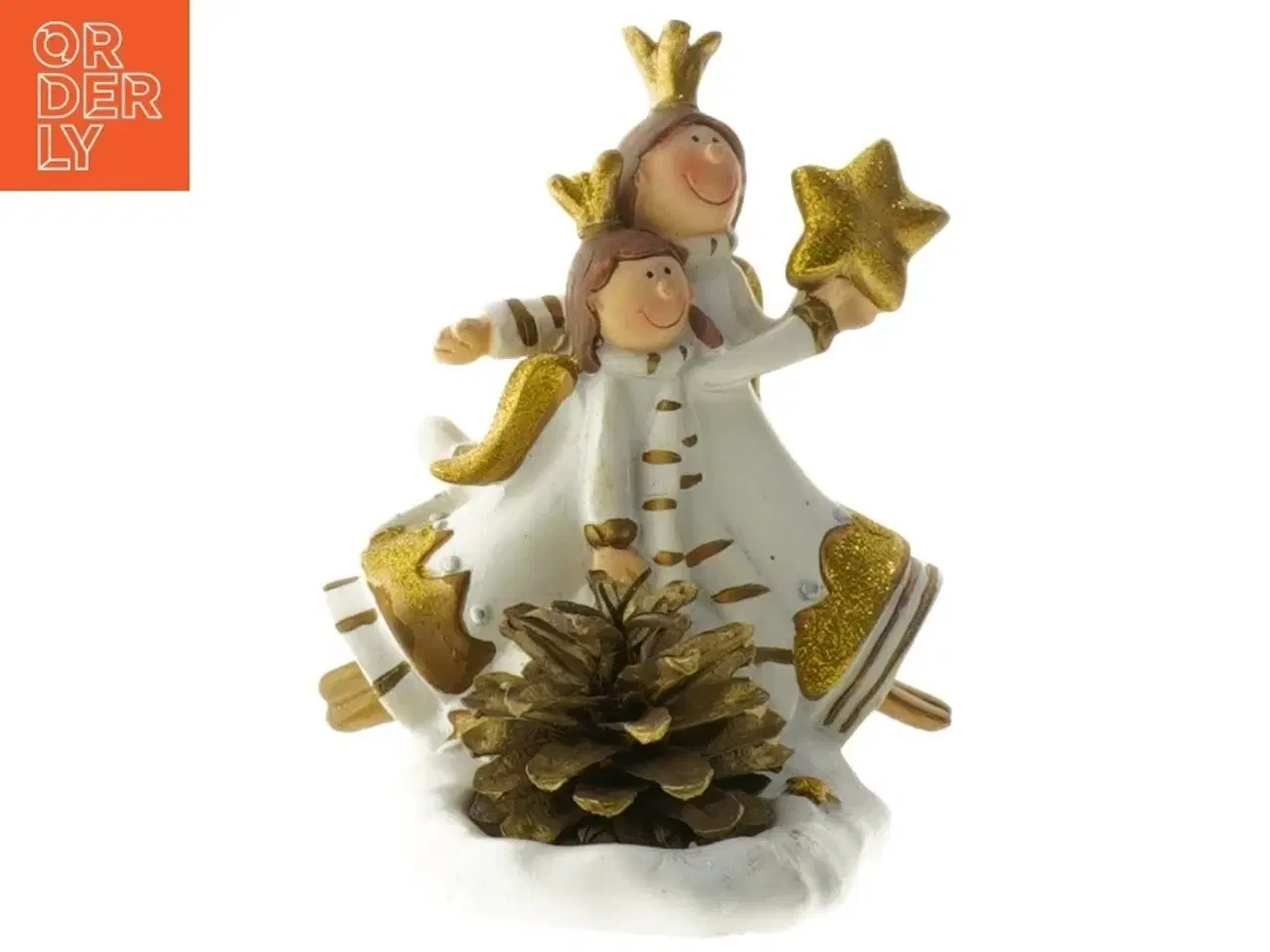 Billede 4 - Dekorativ figur med to engle og stjerne (str. 11x8x13,5 cm)