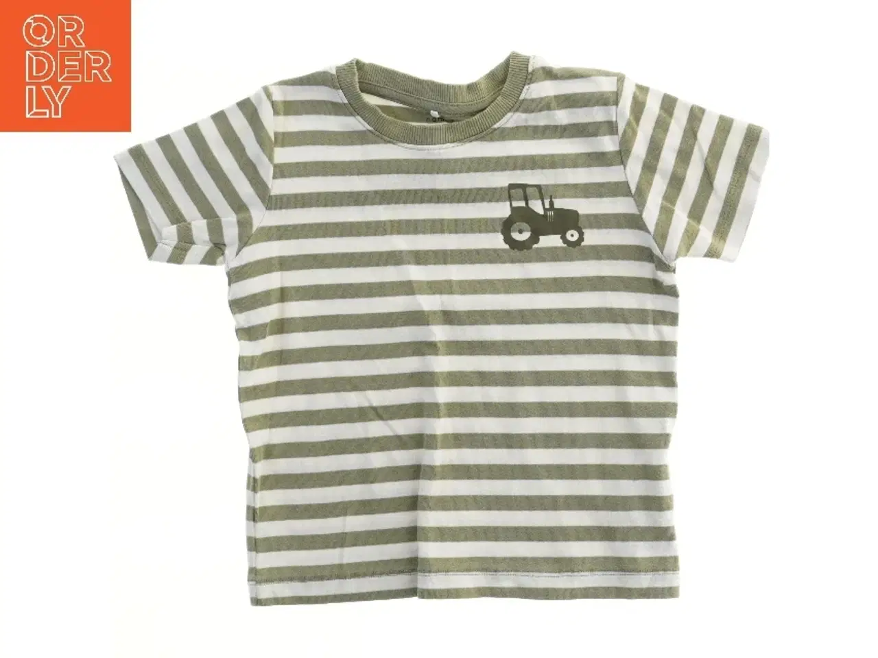 Billede 1 - Kortærmet stribet t-shirt med traktor fra Name It (str. 98)