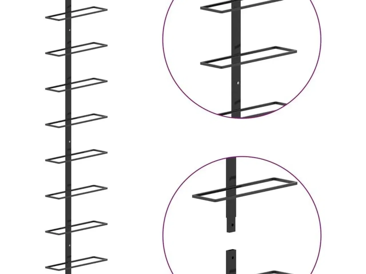 Billede 5 - Væghængt vinreol til 10 flasker metal sort