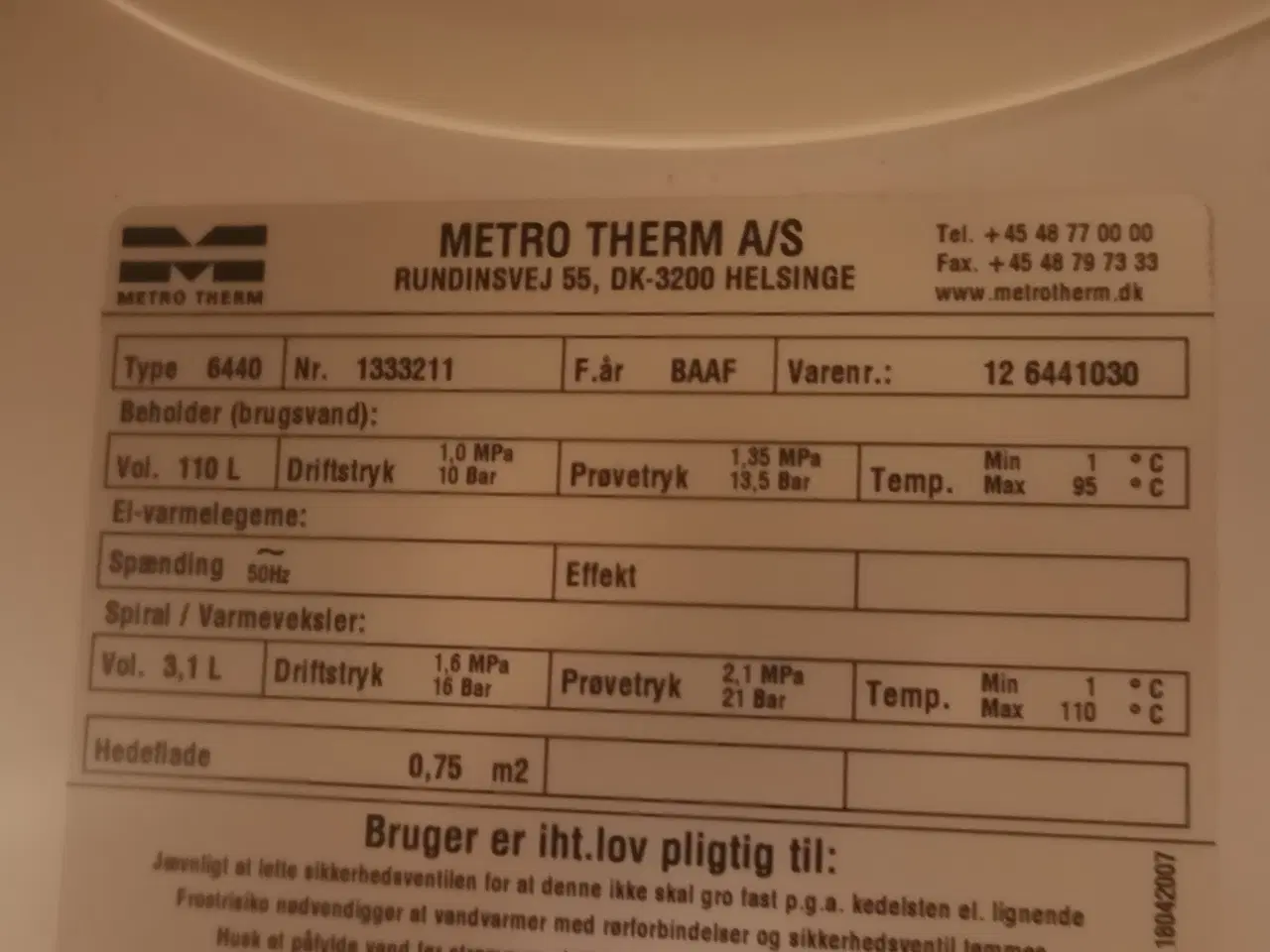 Billede 2 - Naturgas fyr komplet bosch metro