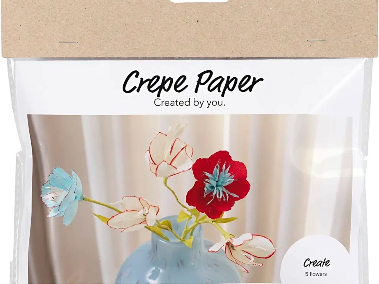 Billede 1 - Mini DIY Kit Crepepapir, Crepeblomster, pastelfarver, 1 pk.