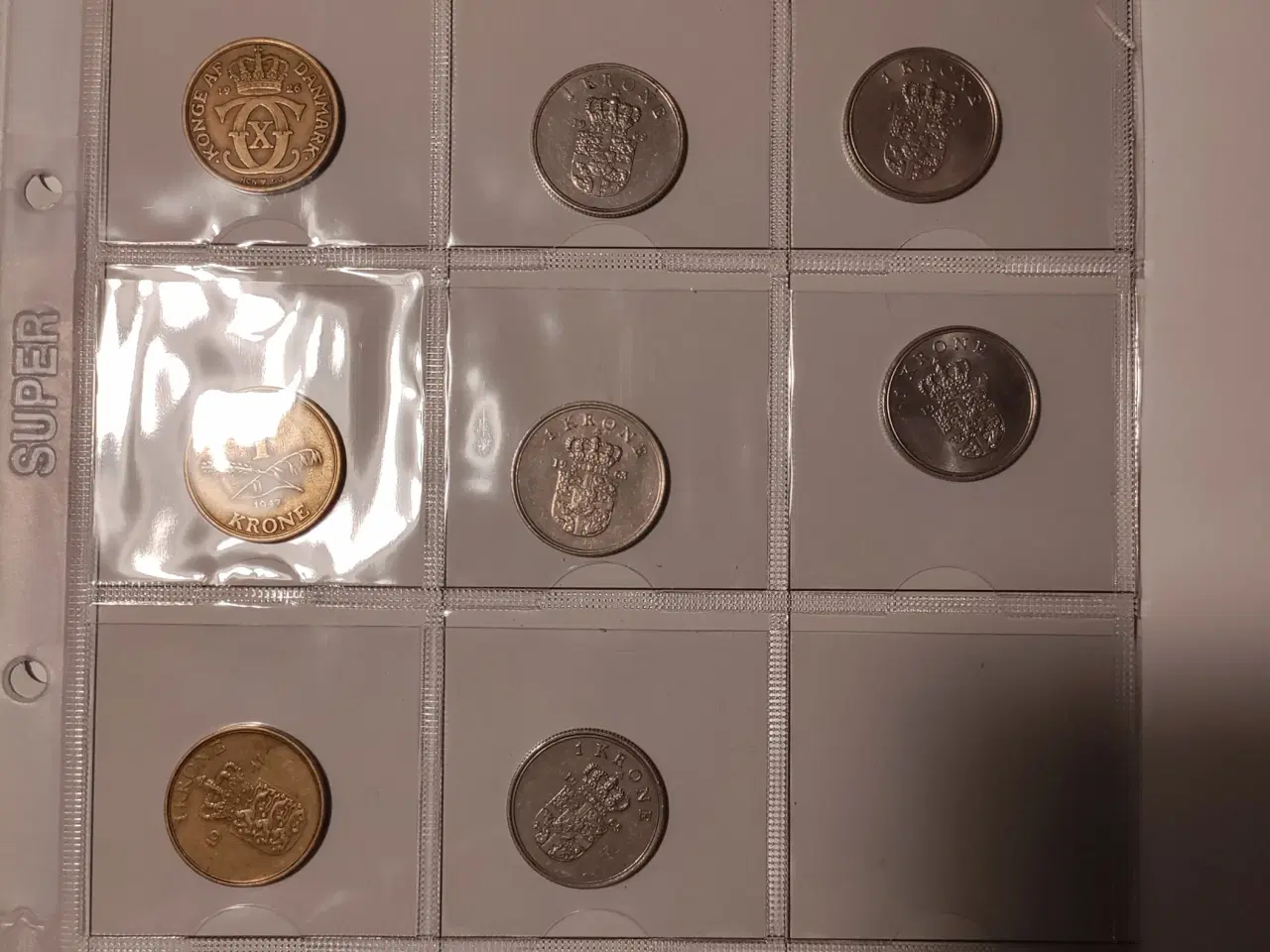 Billede 2 - Danmark 13 stk. forskellige 1 kroner