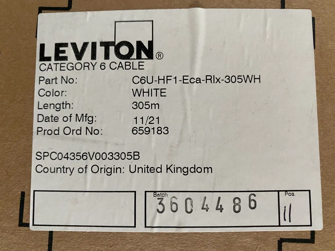 Billede 3 - Netværkskabel, Cat6 UTP, Hvid