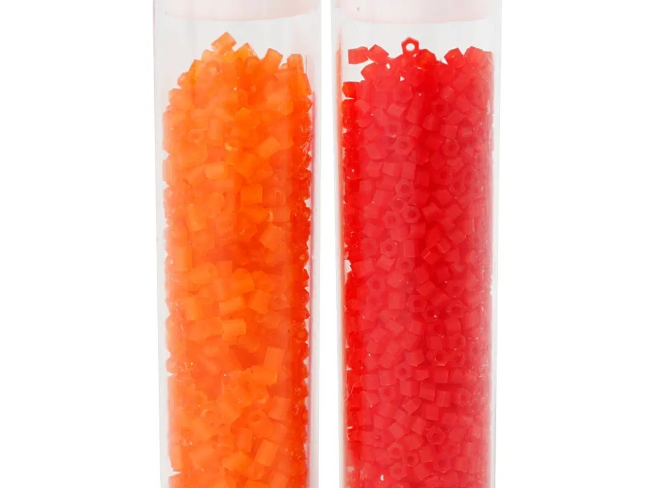 Billede 1 - Rocaiperler 2-cut, diam. 1,7 mm, str. 15/0, hulstr. 0,5 mm, transparent orange, transparent rød, 2x7g/ 1 pk.