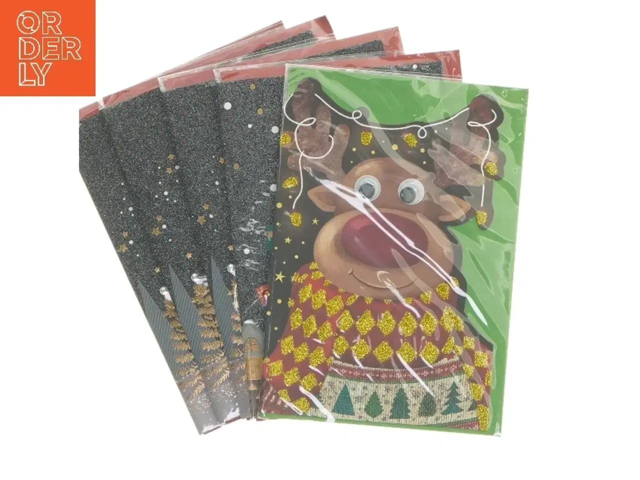 Billede 1 - Julekort med glitter (5 styk, 18x12 cm)