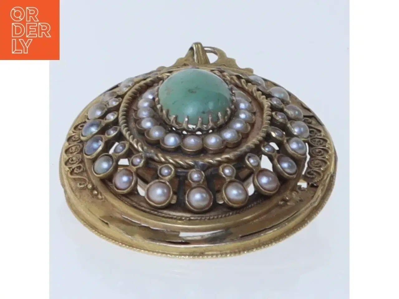 Billede 4 - Antik broche med sten (str. 5 cm)