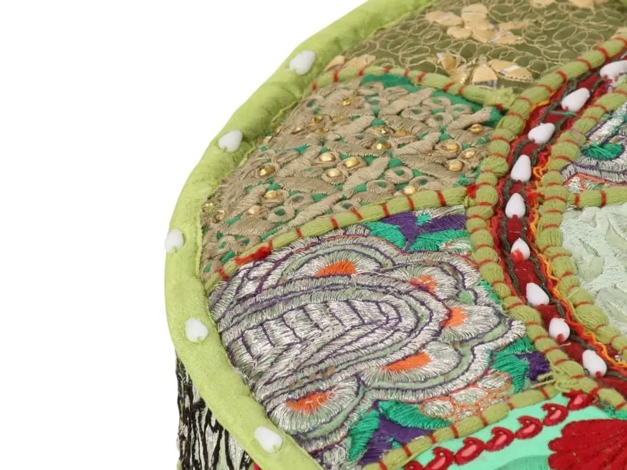 Billede 3 - Puffe med patchwork rund bomuld håndlavet 40 x 20 cm grøn