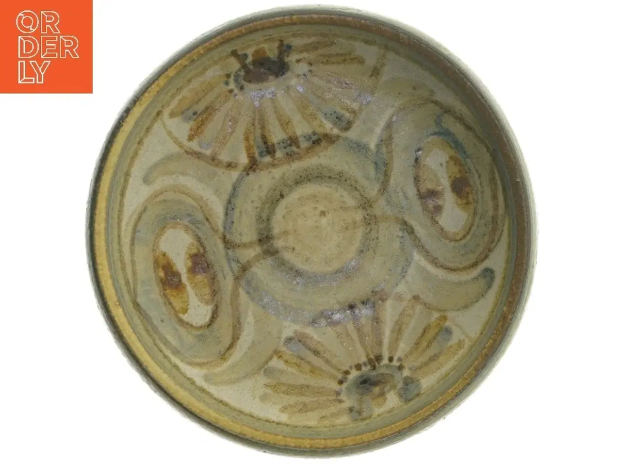 Billede 1 - Keramisk skål med blomstermønster fra Bornholm Danmark Stentøj (str. Ø 18 cm)