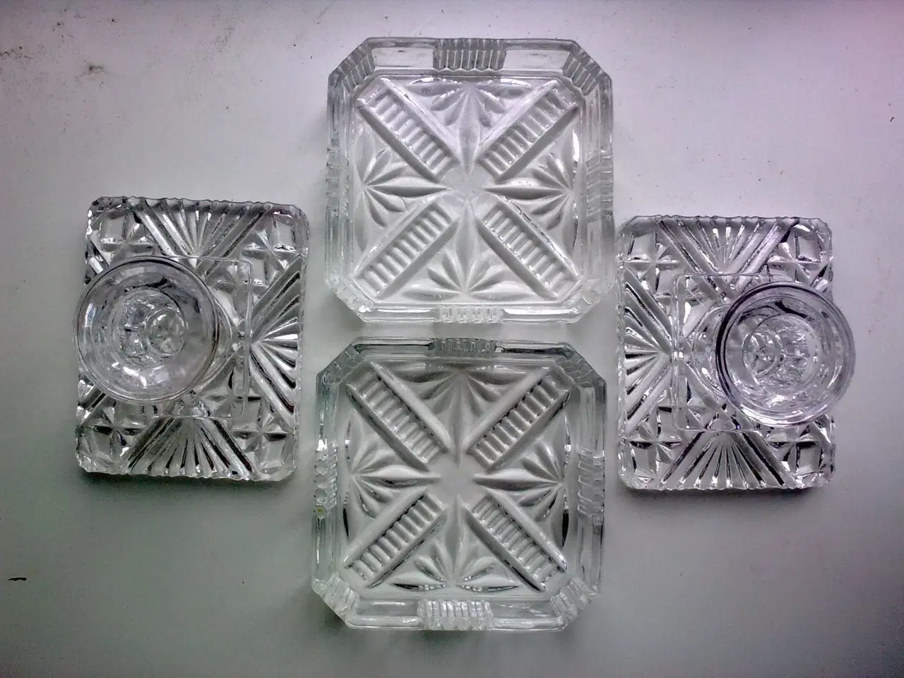 Billede 2 - Kronelys glas facet stage & 2 vintage skåle