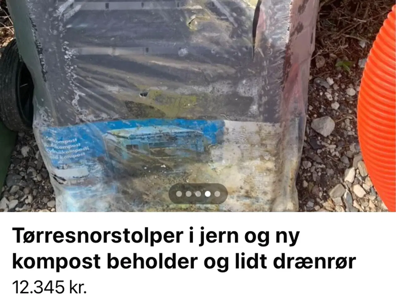 Billede 4 - Tørresnorstolper i jern.kompost beholder lidt dræn