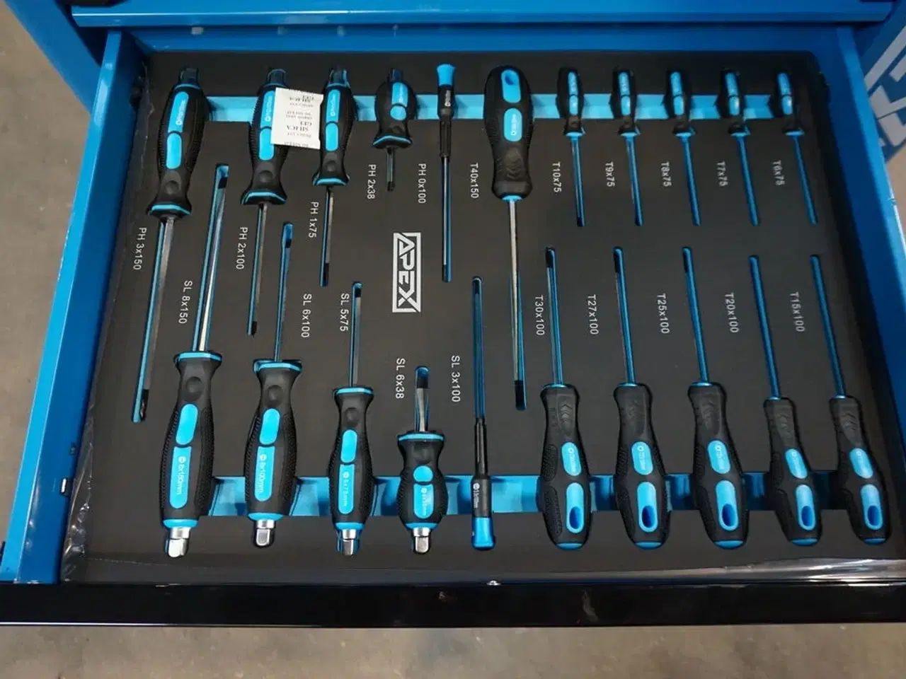 Billede 7 - Apex Værktøjsvogn XXL med værktøj og 7 skuffer og skab Blue