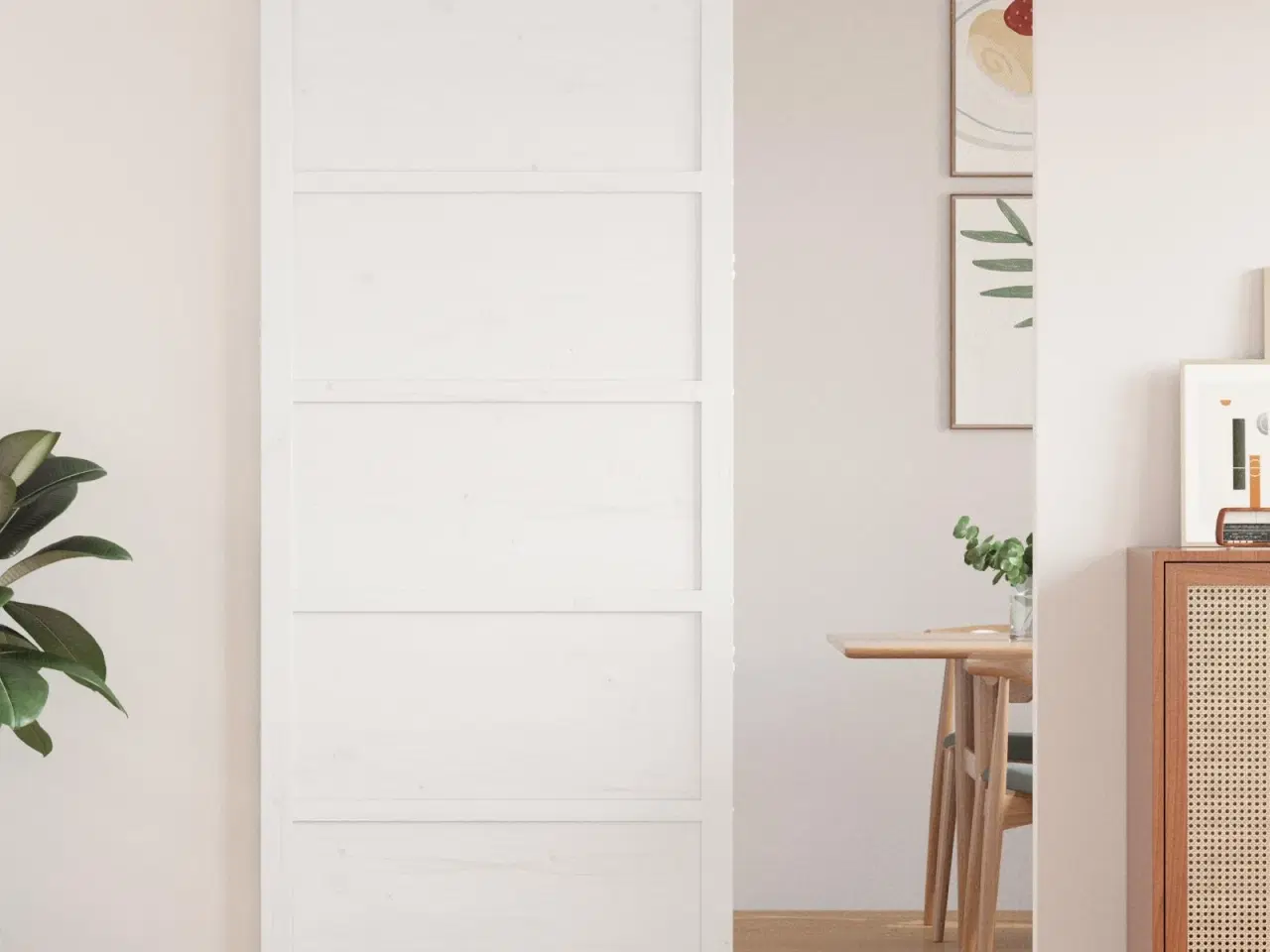 Billede 1 - Ladeport Hvid 90 x 208 cm Massivt fyrretræ