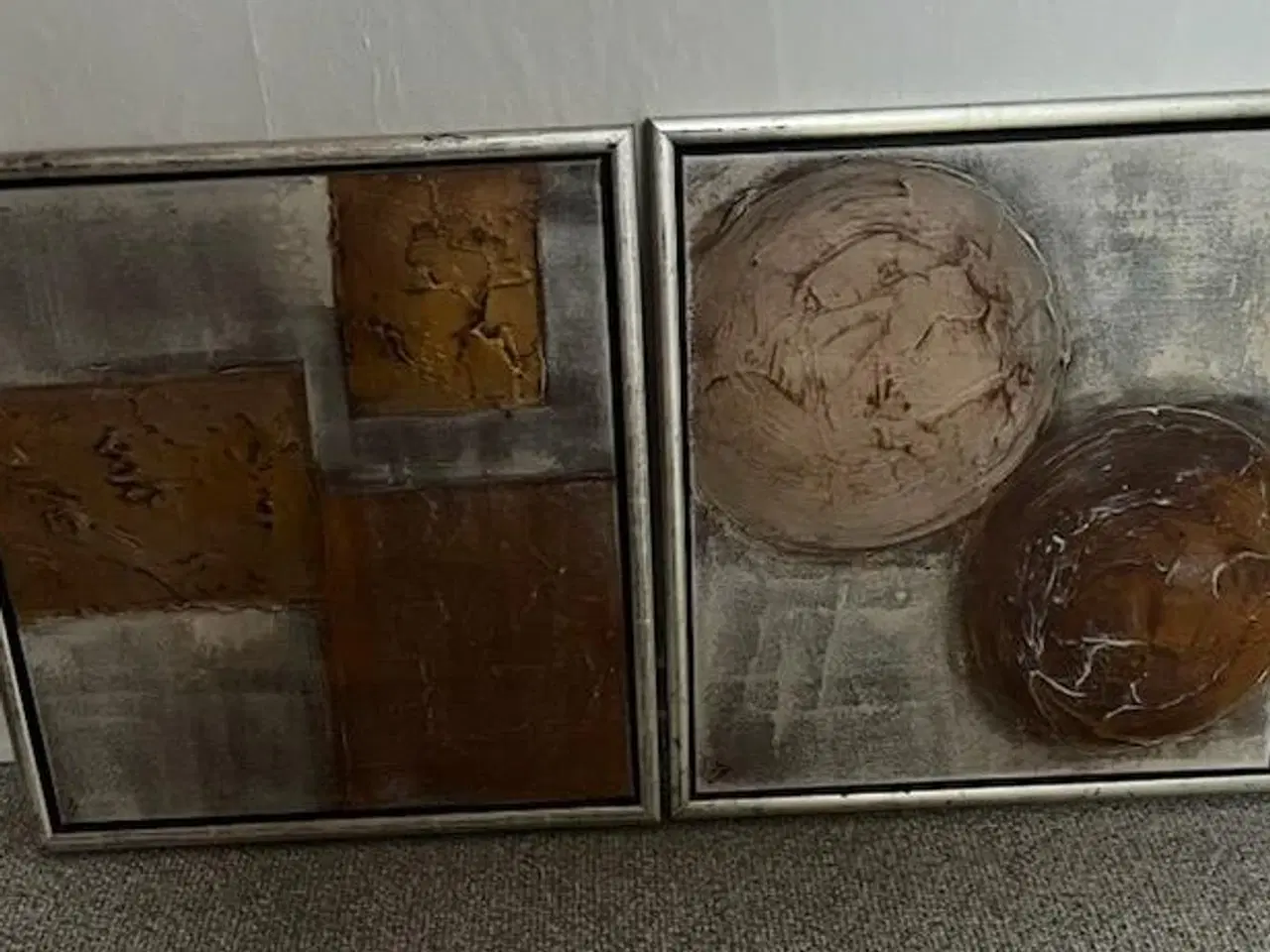 Billede 1 - 2 FLOTTE MALERIER I SVÆVERAMMER, 44X44 CM