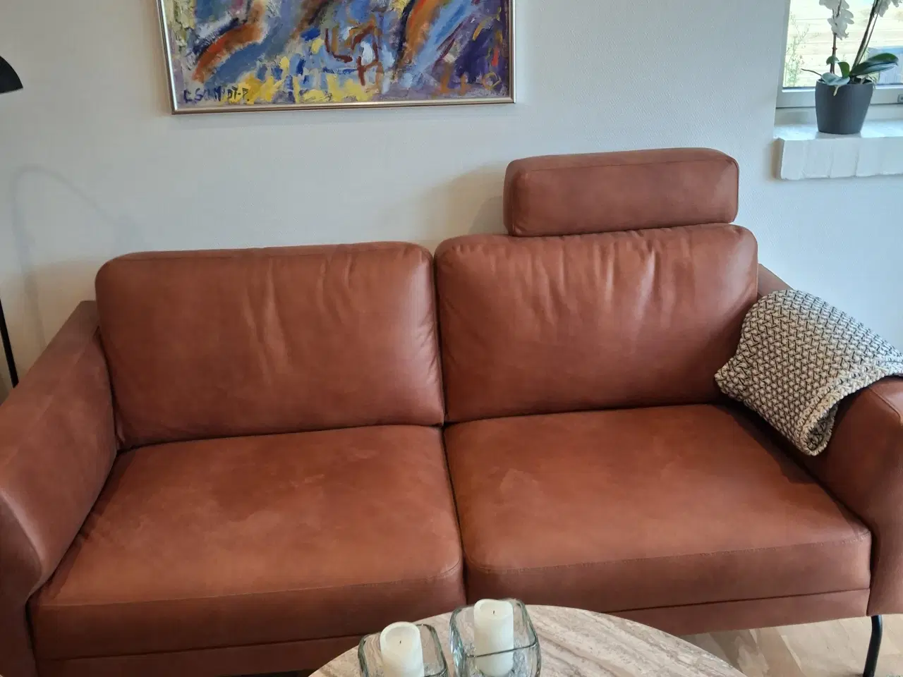 Billede 2 - Lædersofa, 2 pers, model Springfield i cognac
