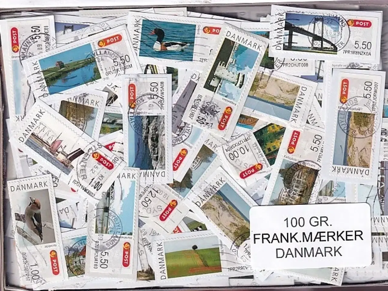 Billede 1 - Danmark 100 g. Frankeringsmærke  Afklip.