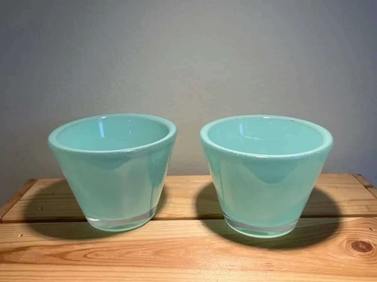 Billede 1 - 2smukke turkise LovePlates glasskåle/fyrfadsstager