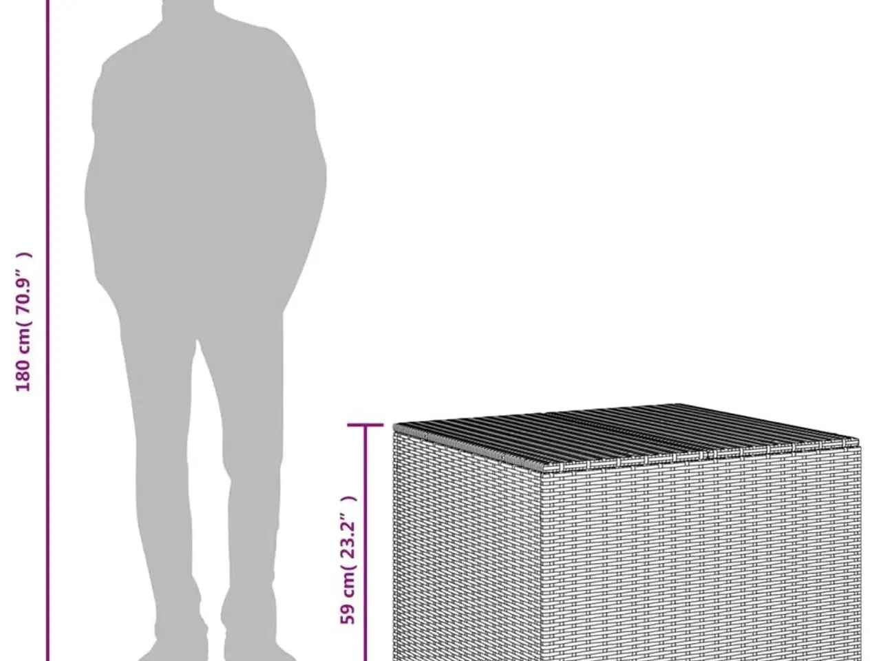 Billede 10 - Opbevaringsboks til haven 291 l polyrattan sort