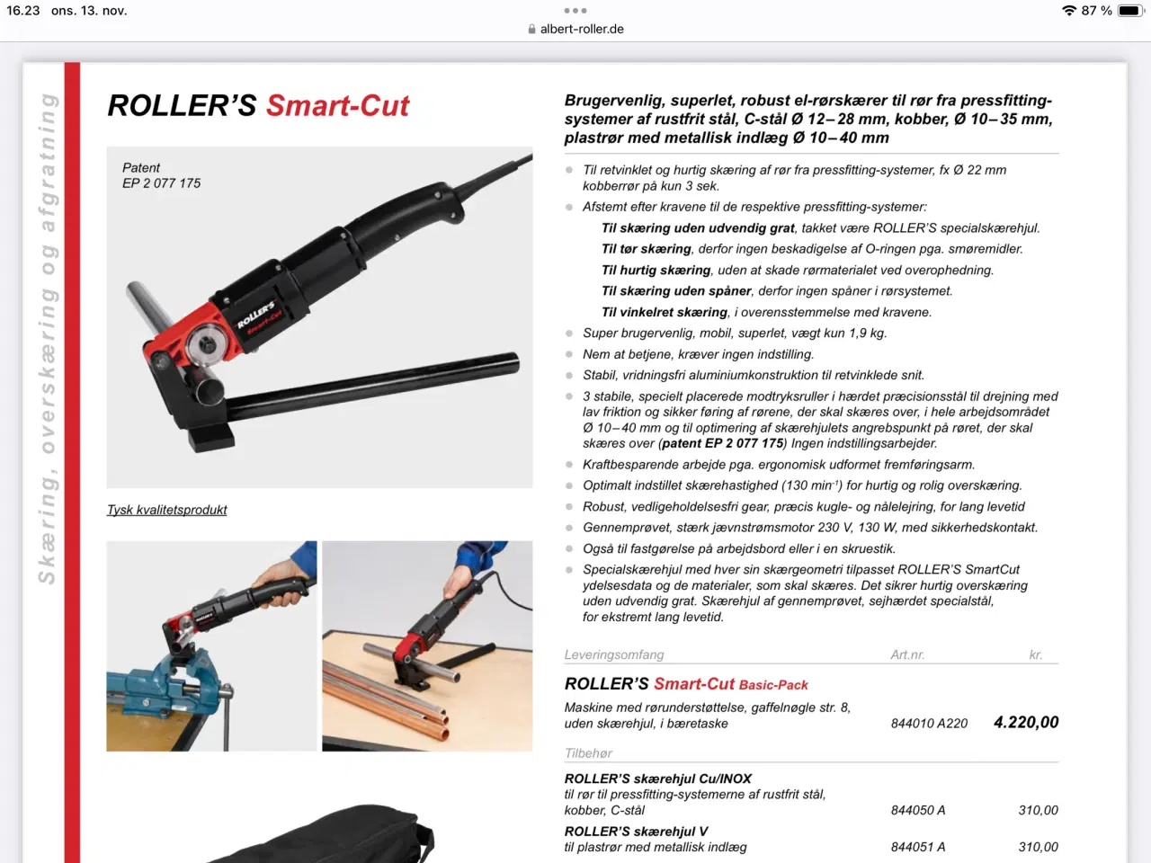 Billede 2 - Rør skærer roller smart-Cut 