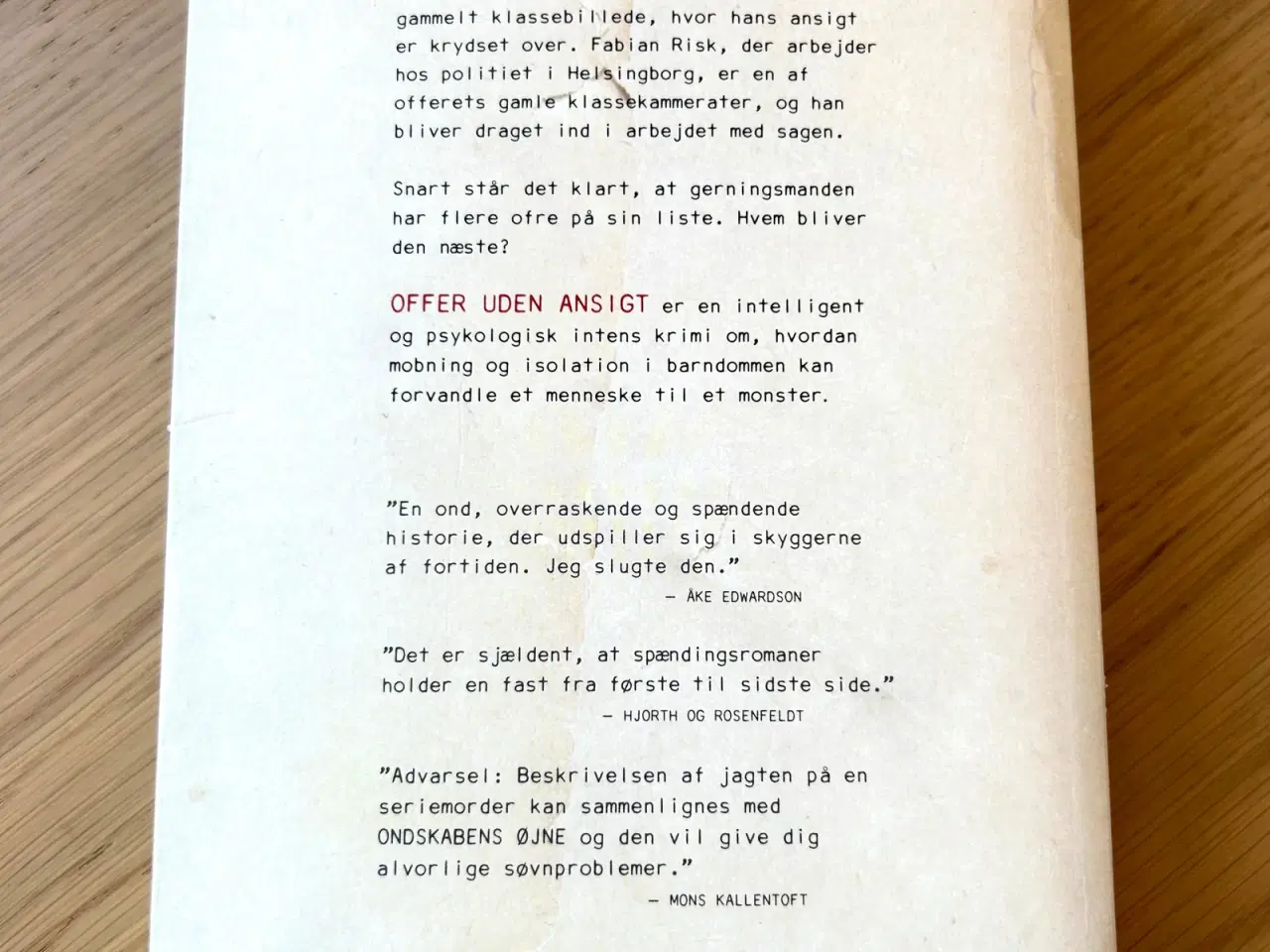 Billede 2 - "Uden Ansigt" – Stefan Ahnhem (Førsteudgave)