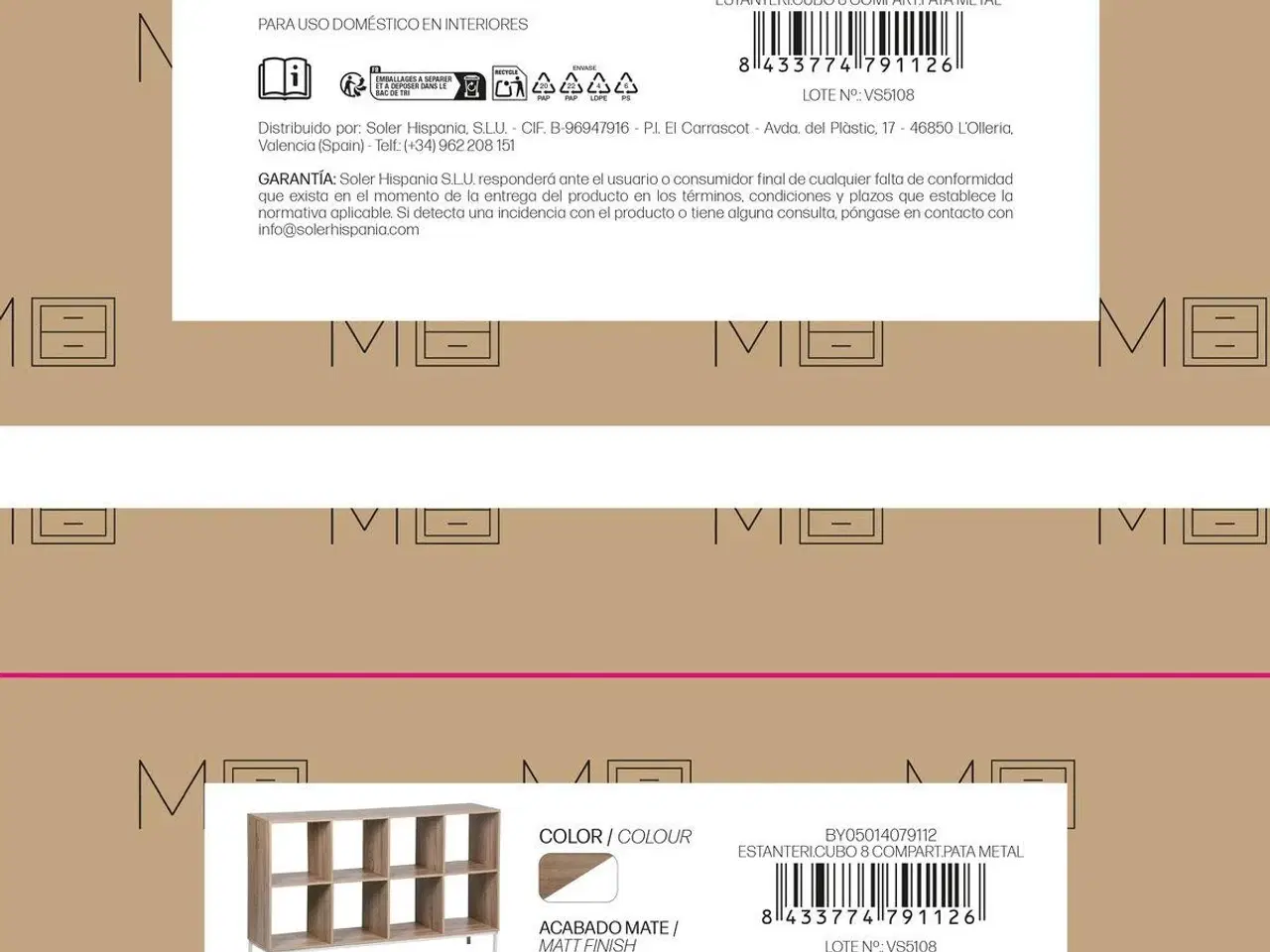 Billede 2 - Reol med kubehylder MobleKit - hvid/brun, træ og metal, 118 × 29 × 72 cm