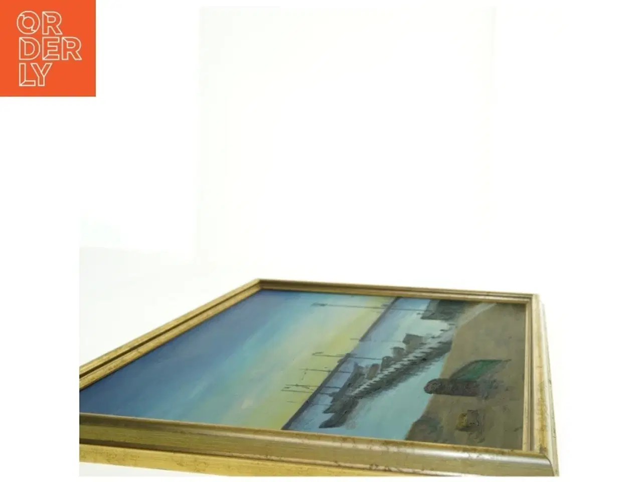 Billede 3 - Oljemaleri af havneudsigt (str. 54 x 44 cm)